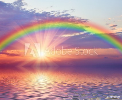 Picture of Marine sunset with a rainbow